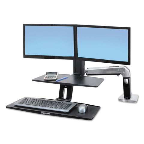 Workfit-A Sit-Stand Workstation W/suspended Keyboard, Dual, Aluminum/black
