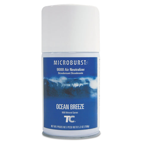 Microburst 9000 Air Freshener Refill, Ocean Breeze, 5.3oz, Aerosol, 4/carton