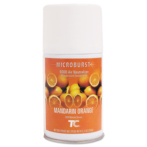 Microburst 9000 Air Freshener Refill, Mandarin Orange, 5.3oz, Aerosol, 4/carton