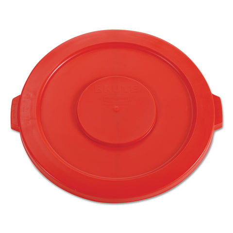 Round Flat Top Lid, For 32-Gallon Round Brute Containers, 22 1/4", Dia., Red