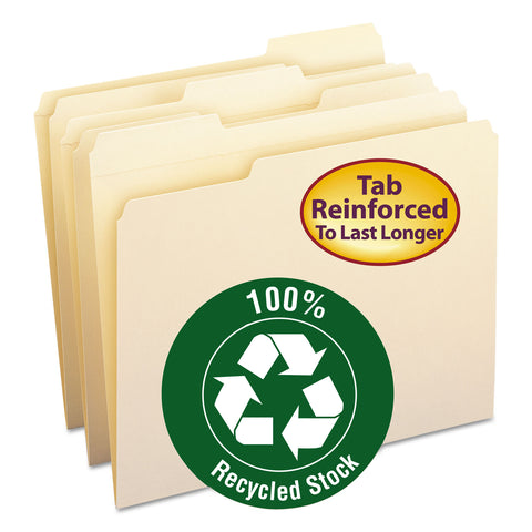 Two-Ply File Folders, 1/3 Cut Top Tab, Letter, Manila, 100/box