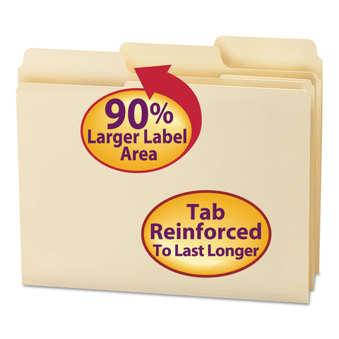 Supertab Guide Height Reinforced Folders, Top Tab, Letter, Manila, 100/box