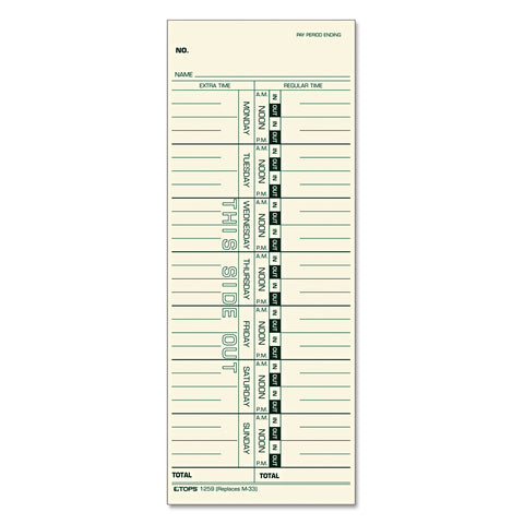 Time Card For Acroprint/ibm/lathem/simplex, Weekly, 3 1/2 X 9, 100/pack