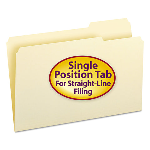 File Folders, 1/3 Cut Third Position, One-Ply Top Tab, Legal, Manila, 100/box