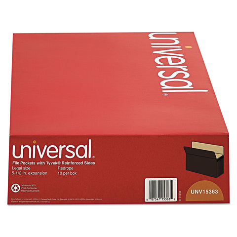 5 1/4 Inch Expansion File Pockets, Straight, Legal, Redrope/manila, 10/box