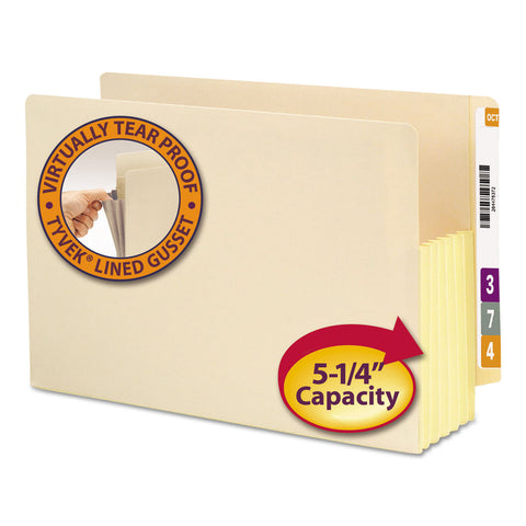 5 1/4" Exp Straight Tab File Pocket W/tyvek, Legal, Manila, 10/box