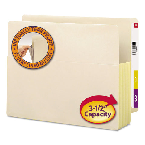 3 1/2" Exp End Tab File Pockets W/tyvek, Letter, Manila, 10/box