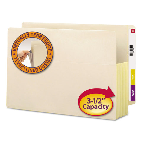 3 1/2" Exp Straight Tab File Pockets W/tyvek, Legal, Manila, 10/bx