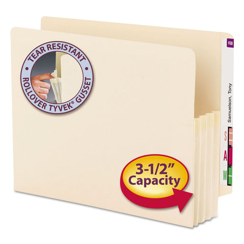 3 1/2" Exp End Tab File Pocket, Straight Tab, Letter, Manila, 25/bx