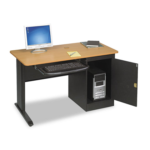 Lx48 Computer Security Workstation, 48w X 24d X 28-3/4h, Teak/black