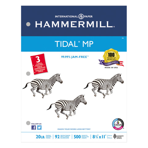 Tidal Mp Copy 3-Hole Punched Paper, 92 Brightness, 20lb, Ltr, White, 5000/ctn