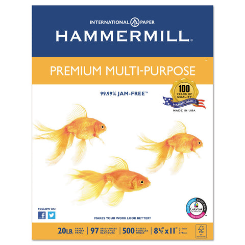 Premium Multipurpose Paper, 20-Lb., 8-1/2 X 11, White, 5000/carton