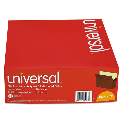 5 1/4 Inch Expansion File Pockets, Straight Tab, Letter, Redrope/manila, 10/box