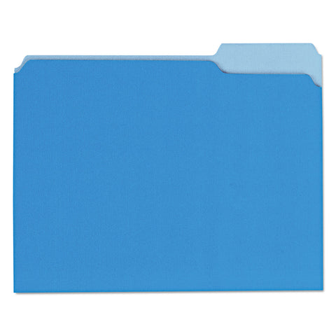 Recycled Interior File Folders, 1/3 Cut Top Tab, Letter, Blue, 100/box