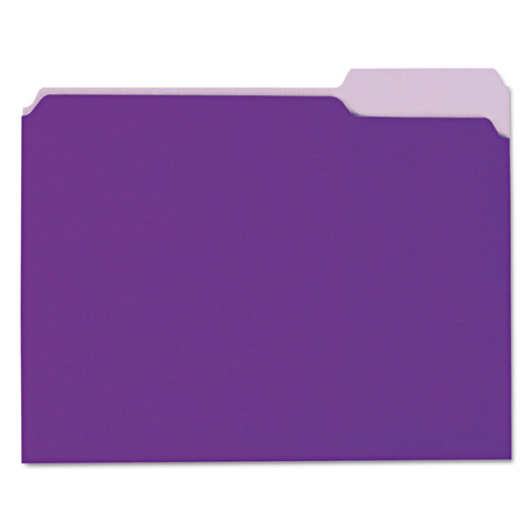 Recycled Interior File Folders, 1/3 Cut Top Tab, Letter, Violet, 100/box