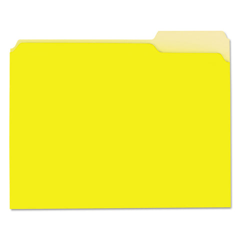 Recycled Interior File Folders, 1/3 Cut Top Tab, Letter, Yellow, 100/box