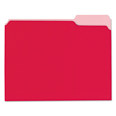 Recycled Interior File Folders, 1/3 Cut Top Tab, Letter, Red, 100/box