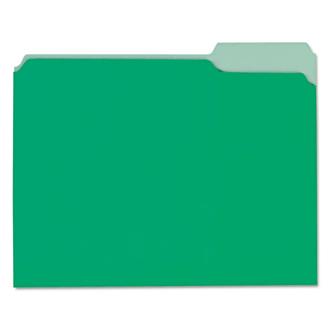 Recycled Interior File Folders, 1/3 Cut Top Tab, Letter, Green, 100/box