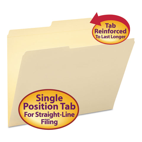 Guide Height Folder, 2/5 Cut Right, Two-Ply Tab, Letter, Manila, 100/box
