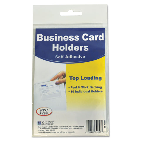 Self-Adhesive Business Card Holders, Top Load, 3 1/2 X 2, Clear, 10/pack