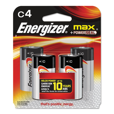 Max Alkaline Batteries, C, 4 Batteries/pack