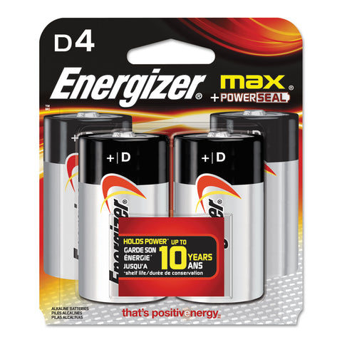 Max Alkaline Batteries, D, 4 Batteries/pack