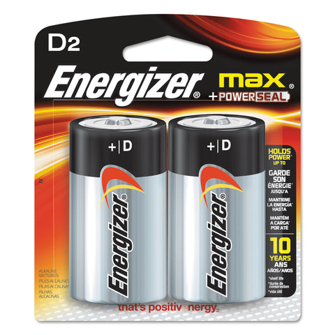Max Alkaline Batteries, D, 2 Batteries/pack