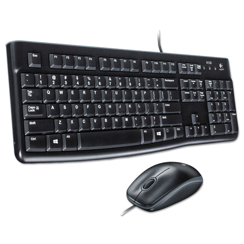 Mk120 Wired Desktop Set, Keyboard/mouse, Usb, Black