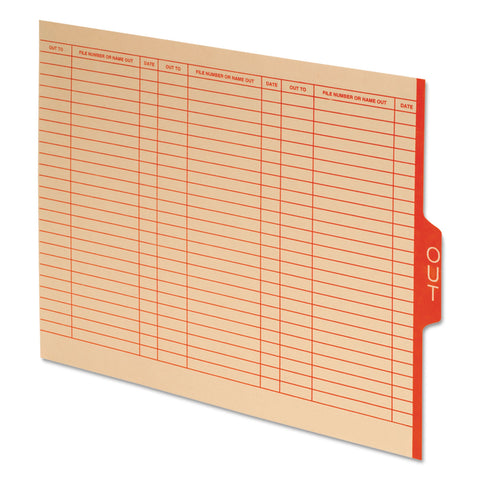 End Tab Outguides, Red Center "out" Tab, Manila, Letter, 100/box