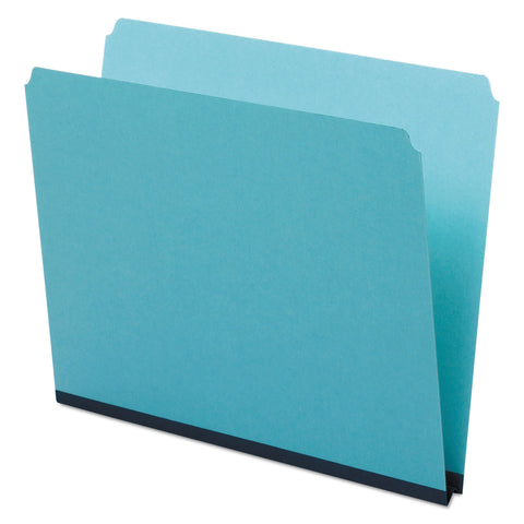 Pressboard Expanding File Folders, Straight Cut, Top Tab, Letter, Blue, 25/box