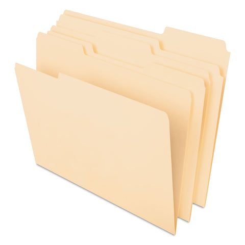 Cutless File Folders, 1/3 Cut Top Tab, Letter, Manila, 100/box