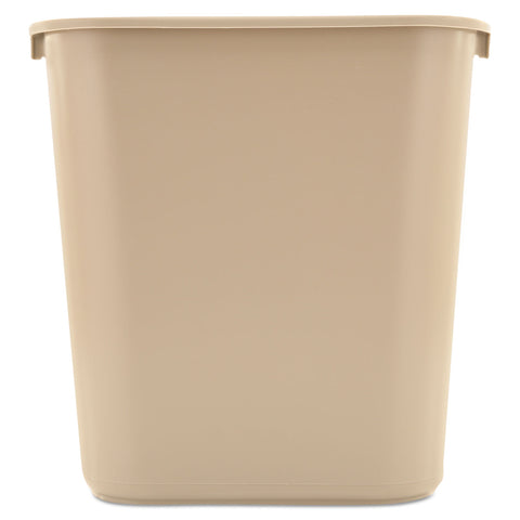 Deskside Plastic Wastebasket, Rectangular, 7 Gal, Beige