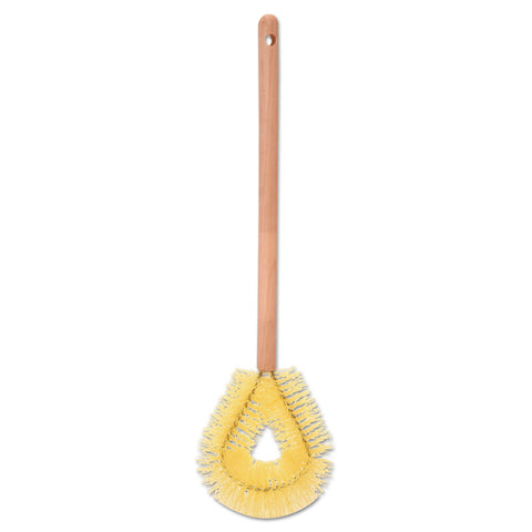 Toilet Bowl Brush, 17 3/4" Long, Wood Handle, Yellow