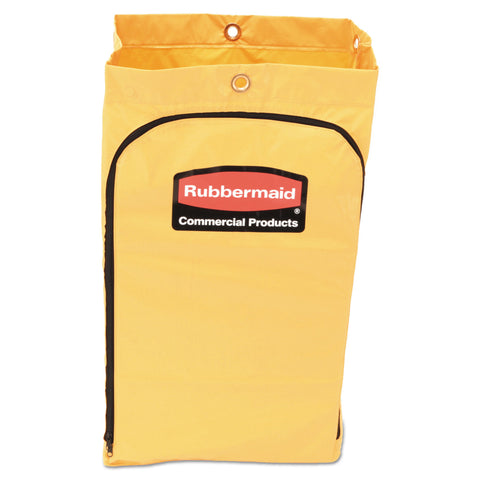 Zippered Vinyl Cleaning Cart Bag, 24gal, 17 1/4w X 10 1/2d X 30 1/2h, Yellow