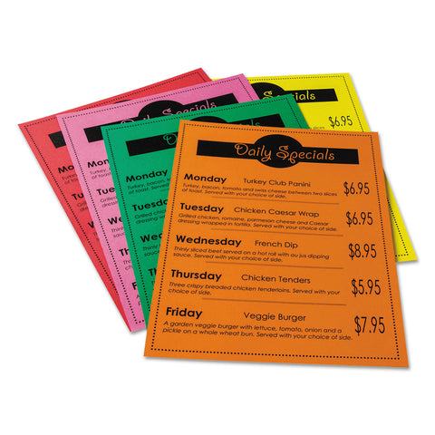 Array Card Stock, 65 Lb., Letter, Assorted Bright Colors, 50 Sheets/pack