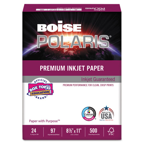 Polaris Premium Inkjet Paper, 97 Bright, 24lb, 8 1/2 X 11, White