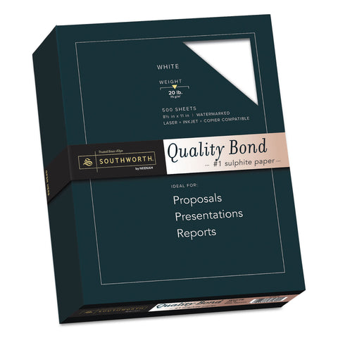 Quality Bond #1 Sulphite Paper, 20lb, 95 Bright, Wove, 8 1/2 X 11, 500 Sheets