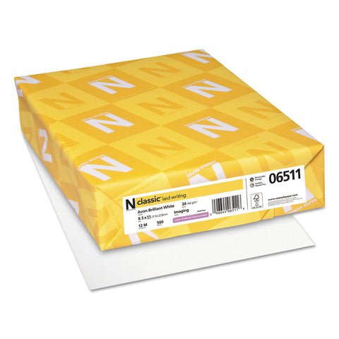 Classic Laid Writing Paper, 24lb, 93 Bright, 8 1/2 X 11, Avon White, 500 Sheets