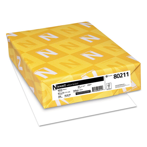 Exact Vellum Bristol Cover Stock, 67lb, 94 Bright, 8 1/2 X 11, White, 250 Sheets