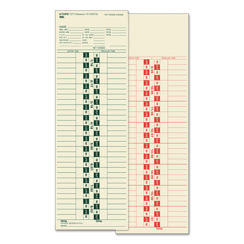 Time Card For Simplex, Semi-Monthly, 3 1/2 X 10 1/2, 500/box