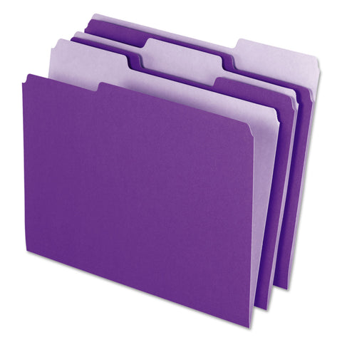 Interior File Folders, 1/3 Cut Top Tab, Letter, Violet, 100/box