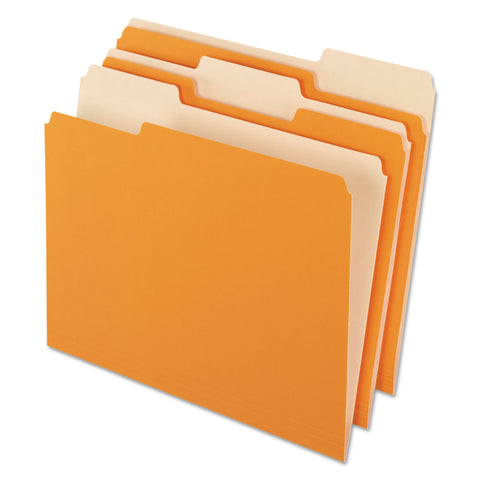 Interior File Folders, 1/3 Cut Top Tab, Letter, Orange, 100/box
