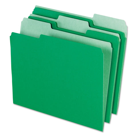 Interior File Folders, 1/3 Cut Top Tab, Letter, Bright Green, 100/box
