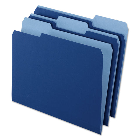 Interior File Folders, 1/3 Cut Top Tab, Letter, Navy Blue, 100/box