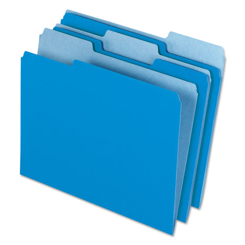 Interior File Folders, 1/3 Cut Top Tab, Letter, Blue 100/box