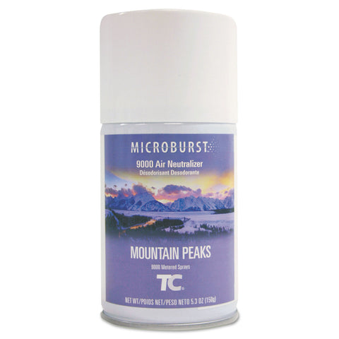 Microburst 9000 Air Freshener Refill, Mountain Peaks, 5.3oz, Aerosol, 4/carton
