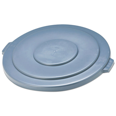 Round Flat Top Lid, For 55-Gallon Round Brute Containers, 26 3/4", Dia., Gray