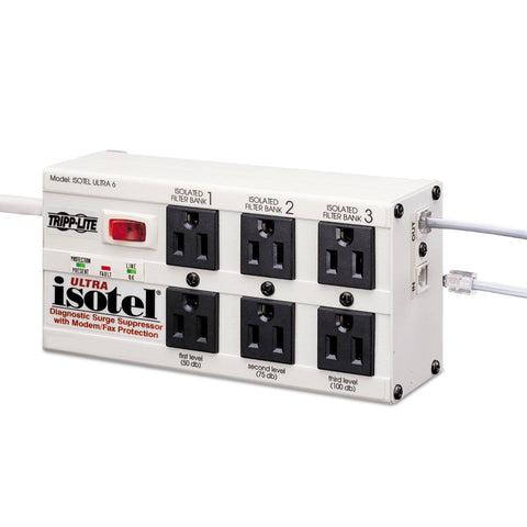 Isotel6ultra Isobar Surge Suppressor, 6 Outlets, 6 Ft Cord, 3330 Joules