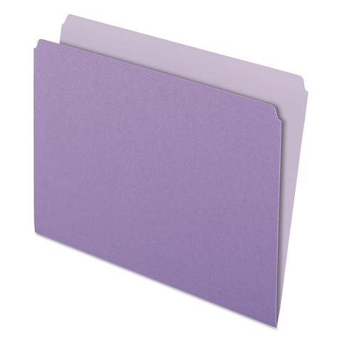 Colored File Folders, Straight Top Tab, Letter, Lavender/light Lavender, 100/box