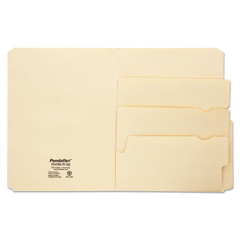 Divide It Up File Folder, Multi Section, 1/2 Cut Tab, Letter, Manila, 24 Pack
